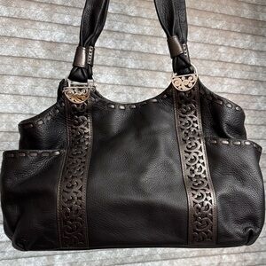 Brighton Callie black and brown leather shoulder bag.